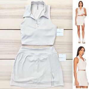 Beyond Yoga Heather Rib Set | Prep Cropped Tank + Hold Court Skirt | Size M